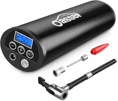 Oasser Portable Air Compressor Mini Air Inflator Hand Held Tire Pump with Digital LCD LED Light Li-i...