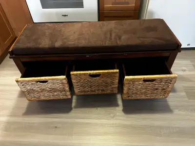 Entrance Bench with Wicker Drawers , View more