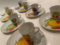 Vintage China Tea Set - 8 Cups & Saucers - Fruit Pattern