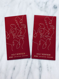Holt Renfrew Limited Edition Red Envelops Set Of 2 Packets CNY