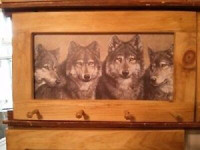 Wolf Heads Art Framed Peg-Board