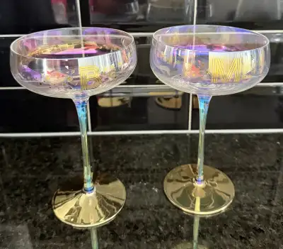 Pair of Anthropologie Camille Monogram Coupe Glasses, View more