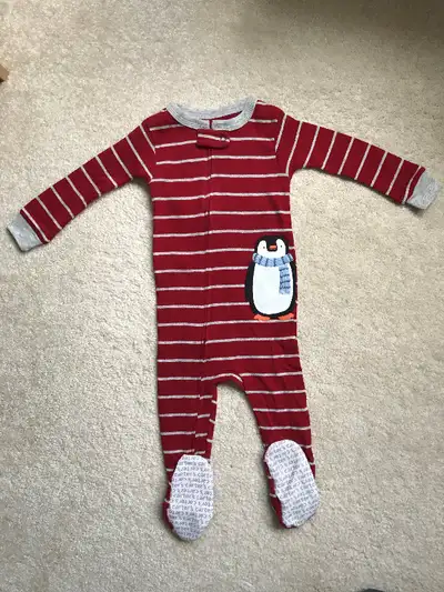 Carter OshKosh -Unisex Onesie - 18M,24M -Red w/GreyStripes - NEW, View more