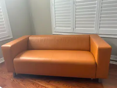 Leather Sofa - Mid-Century Modern Tan  - Clean Minimalist Design, View more