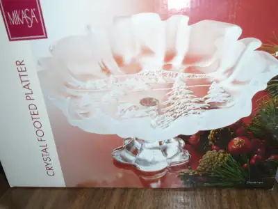 NEW Crystal Footed Platter in box $10., View more
