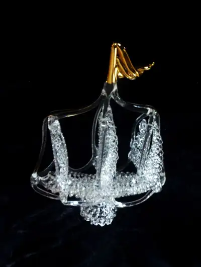 Hand made crystal figurine of yacht. 8 inch (20 cm) tall