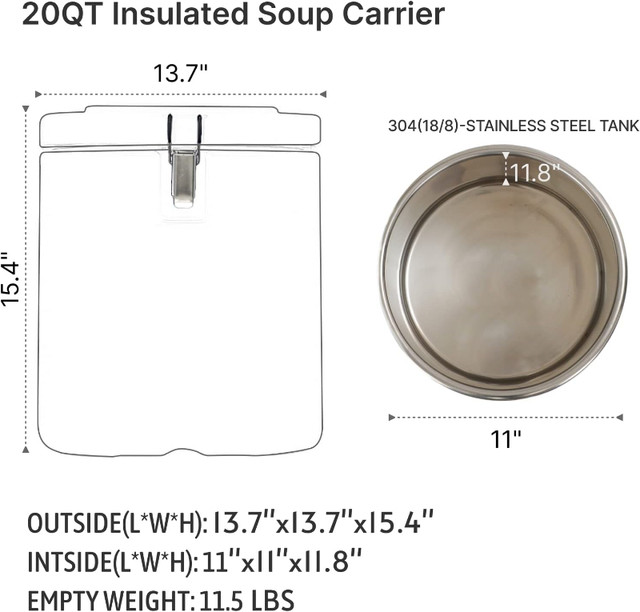 FORCOOK Insulated Soup Carrier Catering Supplies 5 Gallon Commer in Other in Calgary - Image 3