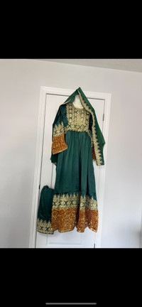 New Long Afghan green dress