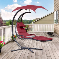 Outdoor Hammock Chair with Stand, Floating Chaise Lounge Chair w