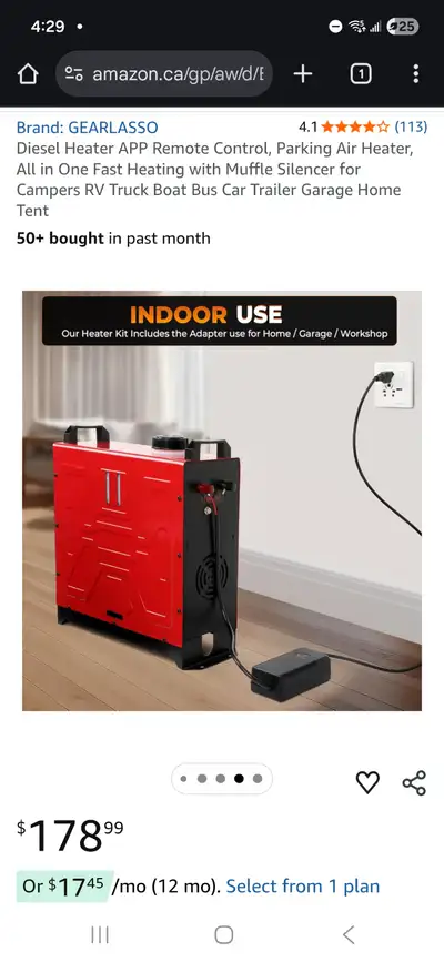 GEARLASSO Diesel Heater NEW (in box) unable to return on amazon, View more