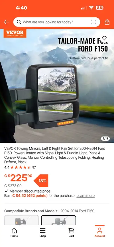Bought these mirrors for our 2012 Ford F150 however we listed the truck for sale and bought a newer...