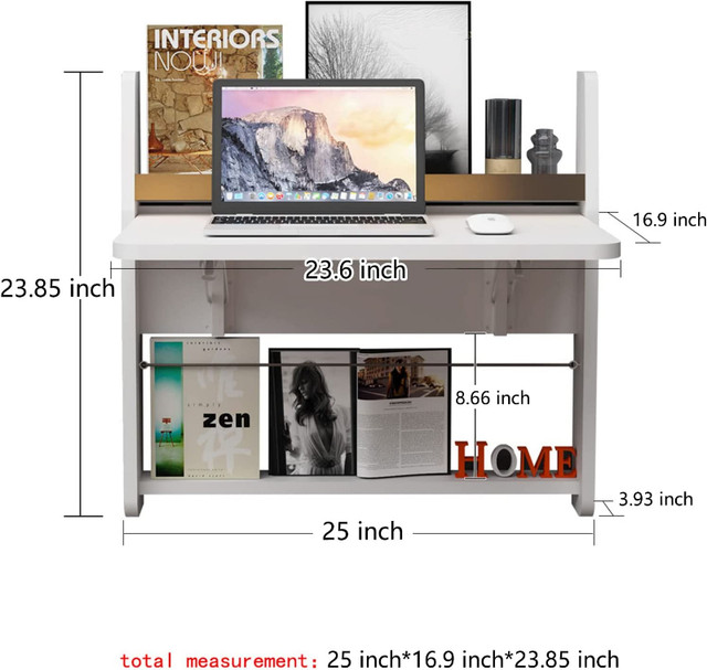 Floating Wall-mounted Desk with Storage Shelf (Grey White) in Bookcases & Shelving Units in Ottawa - Image 4