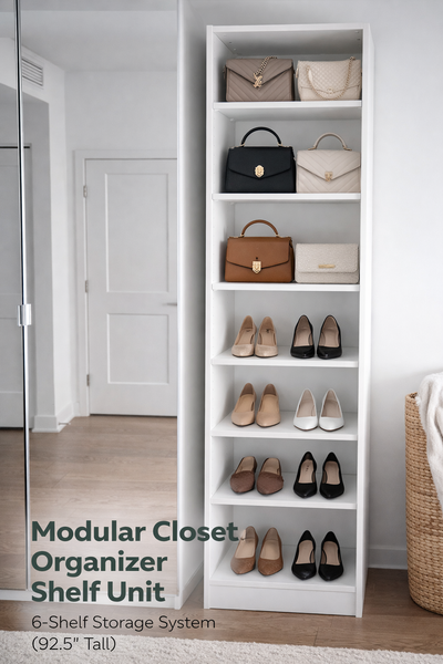 Premium Closet Organizer System – 6 Shelf + Drawer Unit (92.5”), View more