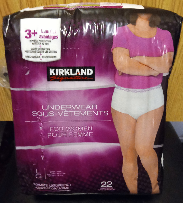 Kirkland, woman bladder control underwear. Large size, 22 pack