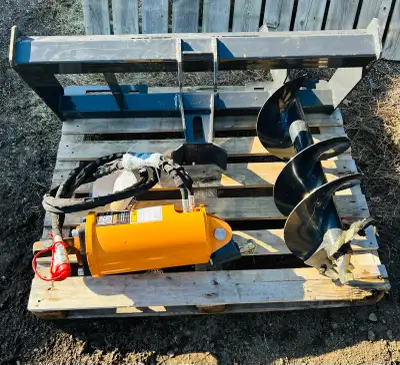 New Full Size Skid Steer Auger Quick Attachment Unit Perfect for drilling holes to plant trees, inst...