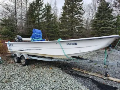 2013 Carolina Skiff 2480 DLX with 2014 Mercury 115HP FourStroke (approx. 800 hrs). Wide, stable work...