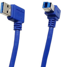 Angled USB3.0 Printer Cable; 1 ft / 30cm SuperSpeed USB 3.0 A