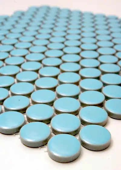 Metro Penny Blue Porcelain Round Mosaic Wall & Floor Tile, View more