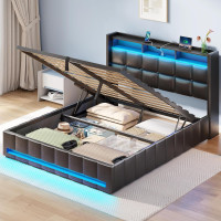 Rolanstar Queen Size Bed Frame with Lift Up Storage
