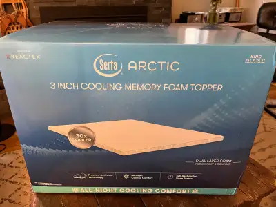Brand new Serta Arctic series 3” cooling mattress topper king sized. This was a warranty replacement...