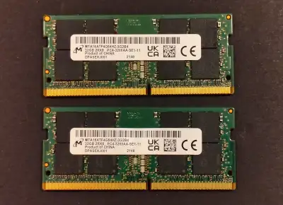 Micron 64GB DDR4 Laptop Memory Kit (2x32GB), 3200MHz, SODIMM, View more