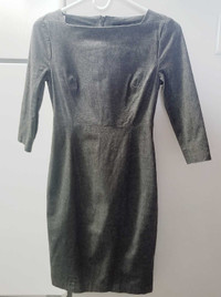 BANANA REPUBLIC Grey Midi Dress, 3/4 Sleeves, Size 2