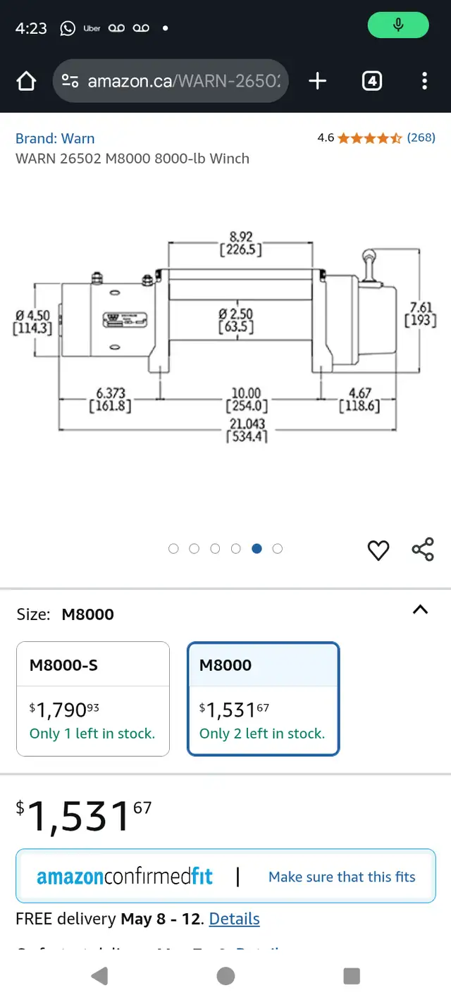 Warn M8 (M8000) Winch - 26502 (BNIB) $600 retail $1500+ in Snowmobiles in City of Toronto - Image 8