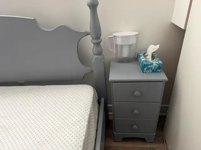 Queen Bedroom Set – Solid Wood Bed Frame, Mattress & side table in Other in Oshawa / Durham Region - Image 4