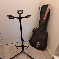 Guitar stand, soft case and Levys strap