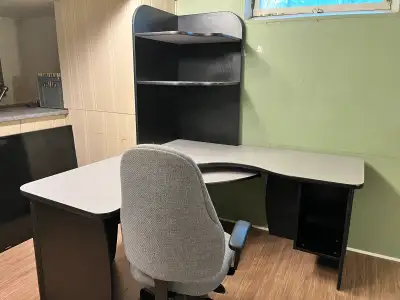 Corner desk with hutch and office chair , View more