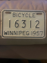 Private Collector Buying Winnipeg Bicycle license/licence plates