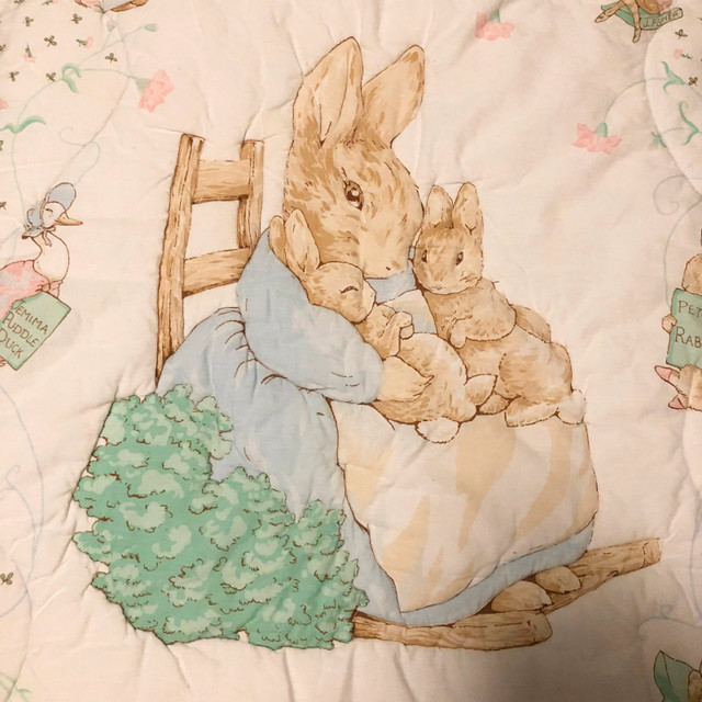 Vintage Beatrix Potter Baby Blanket Peter Rabbit Quilted Cotton in Bedding in City of Toronto - Image 2