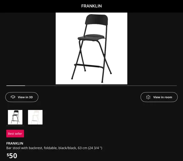 IKEA Franklin Foldable Bar Stool / Chair in Chairs & Recliners in Barrie - Image 4