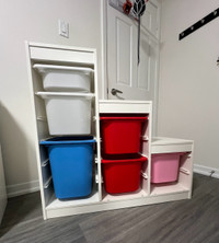 IKEA storage unit with boxes 