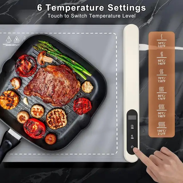 NEW Portable Electric Food Warming Mat Tray 6 Temps/6 Hrs Timer in Kitchen & Dining Wares in Mississauga / Peel Region - Image 5