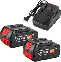 NEW: 2 Pack 5.5Ah 18V Battery for Bosch, with Charger