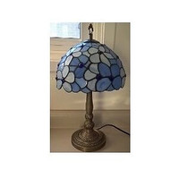 Tiffany Style Blue Stained Glass with Bowl Shade