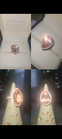 9.67 Carat Morganite Ring + 0.79 Carat of Diamonds Size 5!!