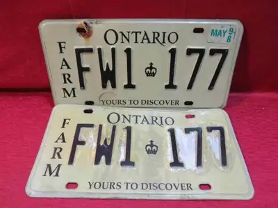 VINTAGE ONTARIO LICENS PLATES - FARM SET / 1955 SINGLE, View more