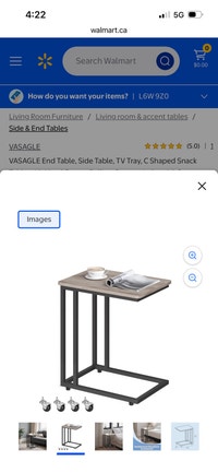 New VASAGLE End Table, Side Table, TV Tray, C Shaped Snack Table Mississauga / Peel Region Toronto (GTA) Preview