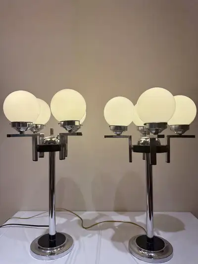 Vintage Chrome Globe Lamps, View more