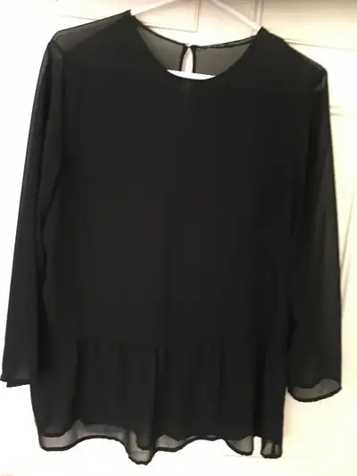 ZARA BASIC BLACK SHEER TOP, View more