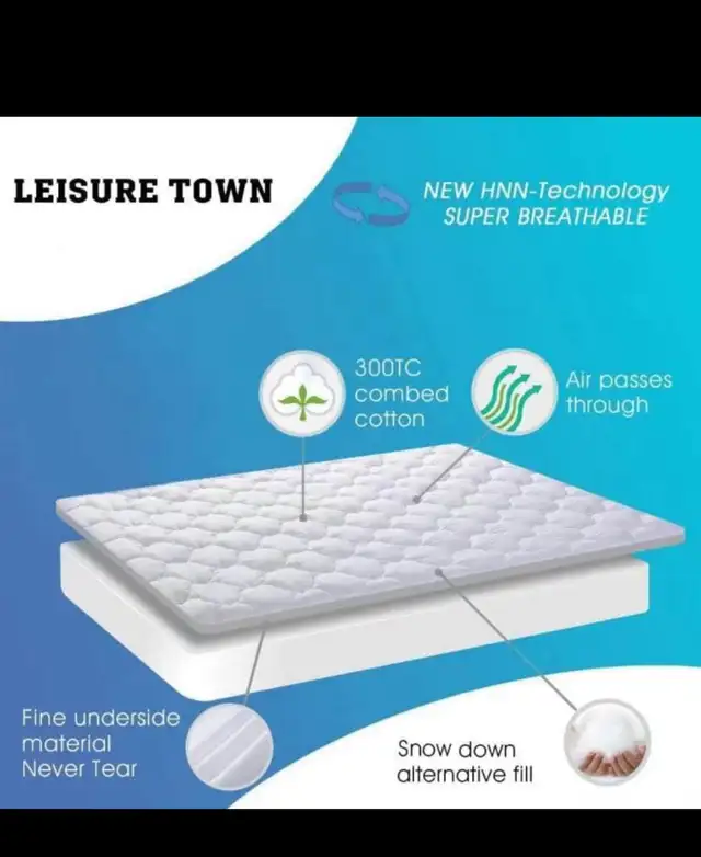 LEISURE TOWN Queen Mattress Pad Cover Cooling Mattress Topper Co in Bedding in Hamilton - Image 3