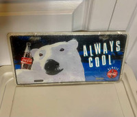 Coca Cola Polar Bear Always Cool Metal License Plate