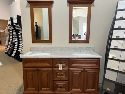 Stonewood Vanity Cabinetry. New clearance sale. Double sink unit. 34 1/2 inches high 60 inches wide...