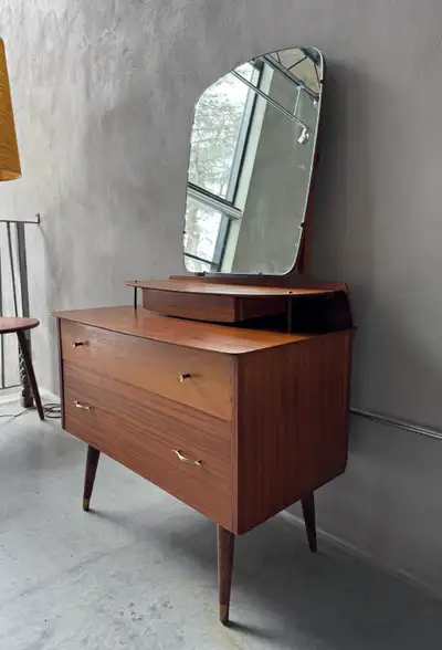 Mid-century teak vanity table / dresser, View more