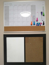 Whiteboards with cork and markers