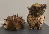 Beautiful Wooden Owl / Hedgehog Decoration  Figurine - $25 each