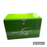 BUDLIGHT LIME METAL ICE INSULATOR BEER COOLER WITH OPENER