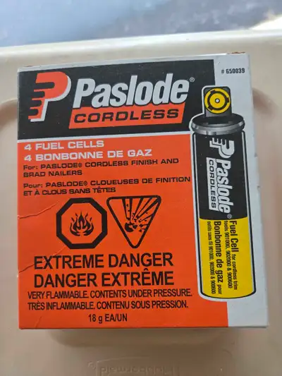 Paslode cordless. 4 fuel cells for pasload cordless finish and brad mailers $10